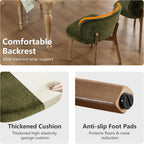 YOUNIKE Dining Chair with High Back Set of 8 Mid Century Modern Kitchen Chair Boucle Fabric Upholstered Armless Accent Chair 20" Wide Padded Seat with Wooden Legs for Living Room Bedroom Olive Green