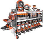 33" W Power Tool Organizer Wall Mount,Heavy Duty Cordless Tool Organizer with 10 Drill Holder, 300 Lbs Capacity 3-Layer Garage Organization for Garage and Workshop (Black)