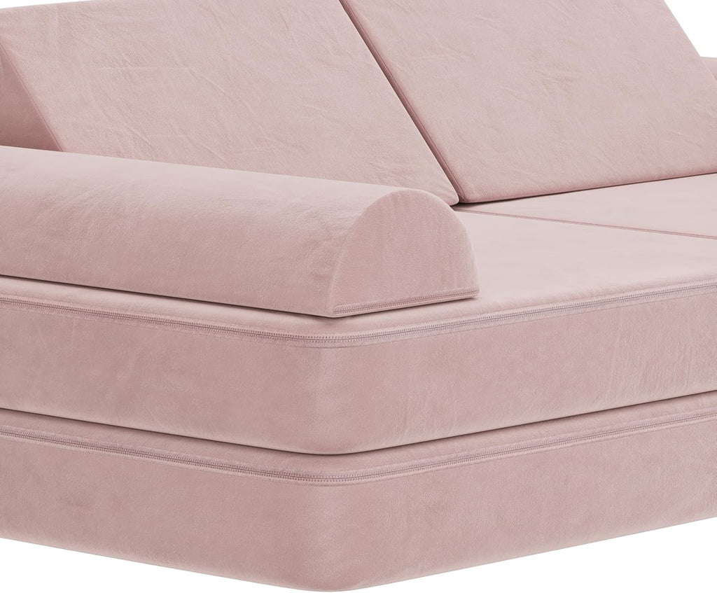 Flash Furniture Marlowe Modular Foam Kids Play Couch, 6 Soft Sectional Sofa Pieces, Convertible Kids Couch, Removable Covers, 56", Blush