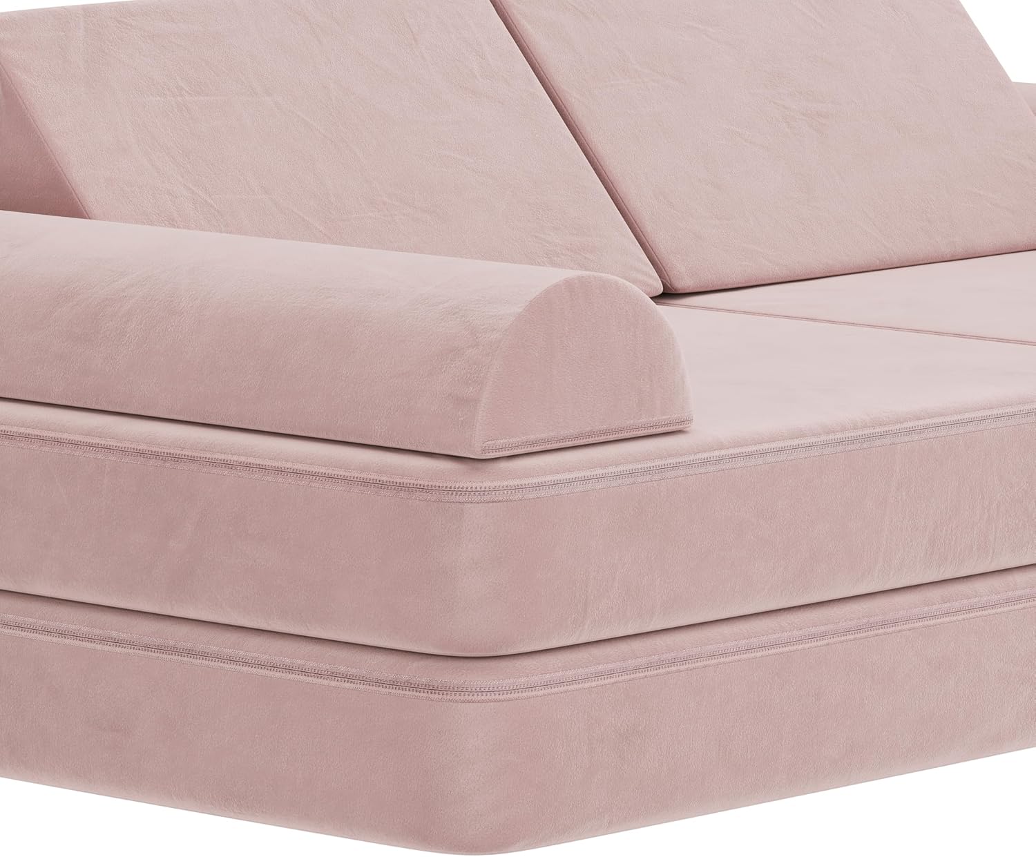 Flash Furniture Marlowe Modular Foam Kids Play Couch, 6 Soft Sectional Sofa Pieces, Convertible Kids Couch, Removable Covers, 56", Blush