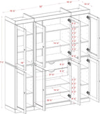 Palace Imports 100% Solid Wood Kitchen China Pantry Cabinet, 65" W - 4 Clear Glass & 4 Shaker Doors, Renewable Eco-Friendly Wood, Made in Brazil (Mocha, 8 China/Shaker Doors | 2 Drawers)