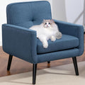 Vogue Furniture Direct Mid Century Accent Chair, Fabric Modern Chair with Wooden Frame, Cozy Armchair Reading Chair with Comfy Back for Apartment, Living Room, Bedroom, Small Space, Corner, Blue