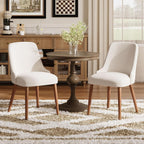 MALOL Dining Room Chair Set of 2, Upholstered Kitchen Chairs with Wood Legs, High-Back Padded Dining Chairs for Dining Room/Restaurant/Cafe, Beige