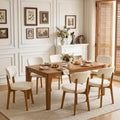 Furniliving Mid Century Modern Dining Chairs Set of 6, 300 lbs Capacity Upholstered Linen Kitchen Chairs with Solid Natural Wood Frame and Ergonomic Curved Back, Beige