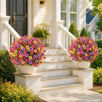 2Pcs 22" Artificial Topiary Ball Flowers for Outdoors Planters, Spring Summer Decoration, UV Resistant Faux Floral Greenery, Fake Shrubs Bushes for Indoor Outdoor Garden Yard Porch Patio Home Decor