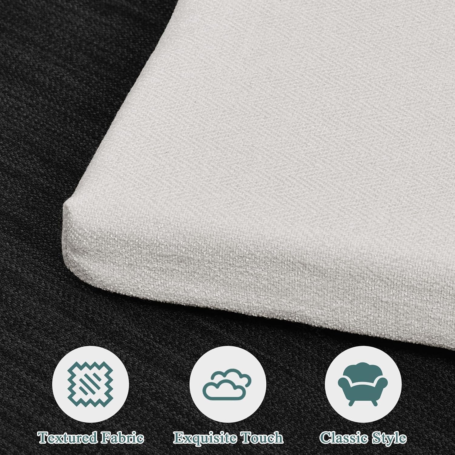 baibu Memory Foam Rectangle Bench Stool Cushion Set of 2, Dual-Layer Design Non-Slip Saddle Stool Pads Bar Stool Cushion with Machine Washable Cover - Only 2 Pads (White, 18x9.5x1.5in)