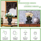 Sieral 3 Pcs Ceramic Face Vase Female Form Flower Modern Body Vase for Decor with Head Half Body Bust Centerpiece for Table Shelf Home Bedroom Room Office(Small,Black)
