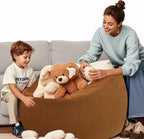 LPMOERA Stuffed Animal Storage Bean Bag Chair Cover (No Filler) For Kids and Adults.Soft Stuffable Bean Bag For Organizing Children Plush Toys or Memory Foam Caramel S for Kids