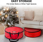 BALEINE Wreath Storage Container, 2 Pack Christmas Wreath Storage Bag with Tear Resistant PE Material and Reinforced Handle for Holiday Xmas (Grey, 30"x8")