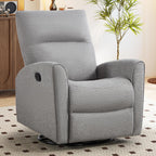 CANMOV Recliner Rocker Swivel Chair, Manual Chenille Glider Rocking Chair, Swivel Glider Recliners with Soft Backrest, 360° Swivel Nursery Reclining Sofa for Living Room Bedroom, Light Grey