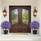 PATIO CHOICE Topiary Trees Artificial Outdoor Boxwood Ball Trees with Lavender Set of 2 22" Artificial Faux Plants Realistic Bushes Fake Shrubs Decorations for Outdoor Indoor Front Porch Garden