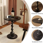 Black Metal End Table, Small Round Side Table | Vintage Matte Black Pedestal, For Living Room, Bedroom, Sofa, For Patio & Bar, Nightstand