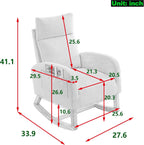 Dolonm Rocking Chair Mid-Century Modern Nursery Rocking Armchair Upholstered Tall Back Accent Glider Rocker for Living Room (White,Teddy)