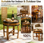 2026 New Rustic Whiskey Barrel Table - 22.2"x24" Solid Oak Round Coffee End | Handcrafted Wine Barrel & Whiskey Side Table for Living Room Bar