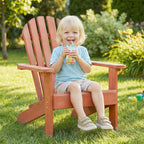 SoliWood Kids Outdoor Wooden Adirondack Chair for Patio Garden Backyard Porch Pool