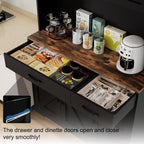 71" Pantry Cabinet with Charging Station, Farmhouse Kitchen Storage Cabinet with Drawers, Large Kitchen Hutch with 6-Zone Organization for Dining, Kitchen, Living Room (Black)