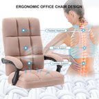 Erogonomic Reclining Office Chair with Footrest, High Back Fabric Cute Comfortable Recliner Office Desk Chair with Leg Foot Rest for Women,Pink
