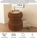 Stylish Honeycomb Paper Accent Table, Round Fluted Side Table, Decorative Accordion Stool for Living Room, Bedroom & Entryway