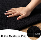 qulint Black Rug for Living Room, 8x10 Washable Rug for Bedroom with Thickened Memory-Foam, Modern Minimalist Large Carpet Solid Comfy Non Slip Carpet for College Dorm Dining Room Classroom Home Decor