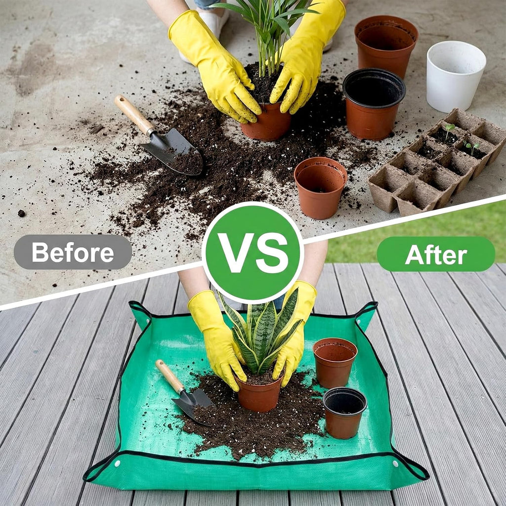 2 Pcs Repotting Mat, Waterproof Plant Repotting Mat Foldable Gardening Mats Large Transplanting Mats for Indoor Outdoor Garden Plant Care(39.3"x29.5",25.9"x25.9")