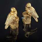 Decorative Curtain Rod Finials, Pretty Polyresin Gold Bird Finials, Set of 2, Compatible with 1 inch or 1-1/8 inch Dia Curtain Rod, Standalone Finial Pair