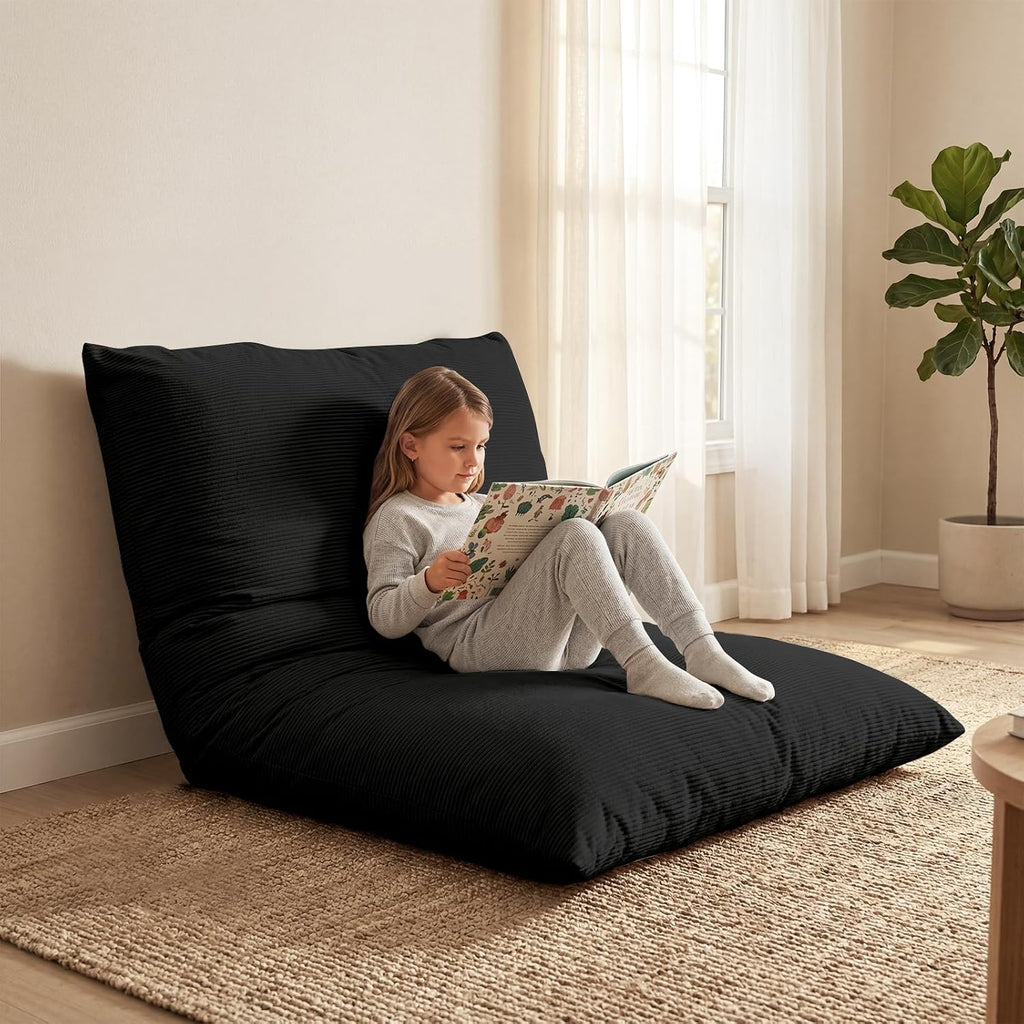POWERFUEL Kids Bean Bag Bed 3 in 1, Foldable Compression Sofa Bed for Children, Toddler Floor Lounger with Soft Removable Washable Cover, Foam Filled Chair for Bedroom Living Room Guest Bed
