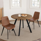 Zerifevni 34.6'' Dining Table and Chairs for 2, Mid Century Modern Round Table Set, Space Saving for Apartment Kitchen Dining Room (Walnut Table+2 Brown Chairs)