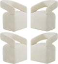 KISLOT Upholstered Dining Chairs Set of 4, Modern Rolling Dining Chairs with Hidden Casters, Arm Kitchen Chairs with Linen Look Fabric, Padded Barrel Chairs for Dining Room, Kitchen, Cream Beige