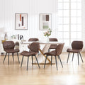 Dining Chairs Set of 6, Comfy Modern Dining Chairs with Thick Cushions, Upholstered Fabric Kitchen Side Chairs with Adjustable Metal Legs for Dining Room (Brown)