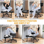 Ergonomic Cross Legged Chair, 360° Swivel Meditation Chair with Wheels for ADHD Desk & Yoga, Criss Cross Design with Strong Lumbar Support, Height-Adjustable Seat Mesh Style, Home Office - Black