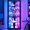 Lvifur Corner Display Cabinet with RGB Lights,5-Tiers Curio Cabinet Display Case with Lock,69" Tall Showcase Display Shelf for Collectibles, Living Room Bookcase Glass Display Cabinet,Black
