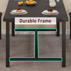 GarveeHome 5 Piece Extendable Dining Table Set for 4-6, Kitchen Table & 2 Upholstered Benches w/Metal Corner Protector, Dining Room Table Set for Small Space, Apartment, Easy Assemble, Retro Black