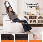 Bean Bag Chair, Faux Fur Beanbag Chair for Adults,Comfy Cloud Sofa with Back Support, Large Reading Chair for Living Room, Bedroom, Apartment (Beige)
