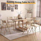 Folding Dining Chairs and Table Set, Space-Saving Dining Table and 2 Padded Steel Frame Folding Chairs(Wood), Drop Leaf Dining Table with Extra Large Storage Space and 2 Drawers