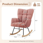 Setawix Upholstered Rocking Chair with Arms for Nursery,Tufted Rocker Glider Chairs,Teddy Fabric Rocking Armchair,Mid Century Modern Accent Chairs for Living Room,Bedroom (Teddy Pink, 27.2")