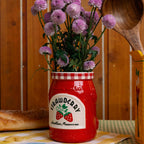 ban.do Ceramic Petite Vase, Strawberry Jam | 3.5" x 5.2" Cute Small Flower Vase with Jar Design, Multi-Purpose Desk Cup, Makeup Brush Holder, and Kitchen Organizer