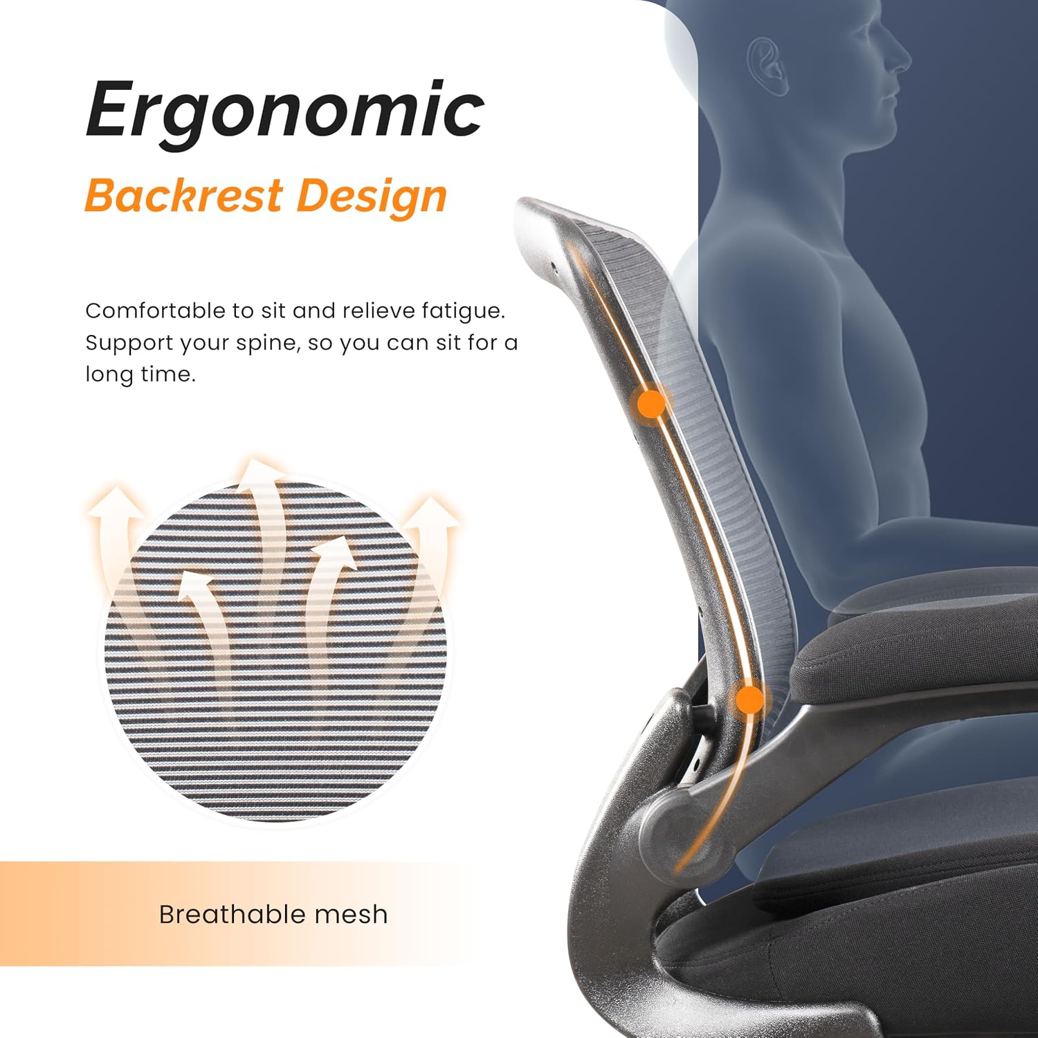 Drafting Chair Tall Office Chair, Ergonomic Standing Desk Computer Stools with, Flip-up Armrests, Adjustable Height and Big Foot-Ring, Comfortable Double Seat Cushion Foam Seat(Balck)