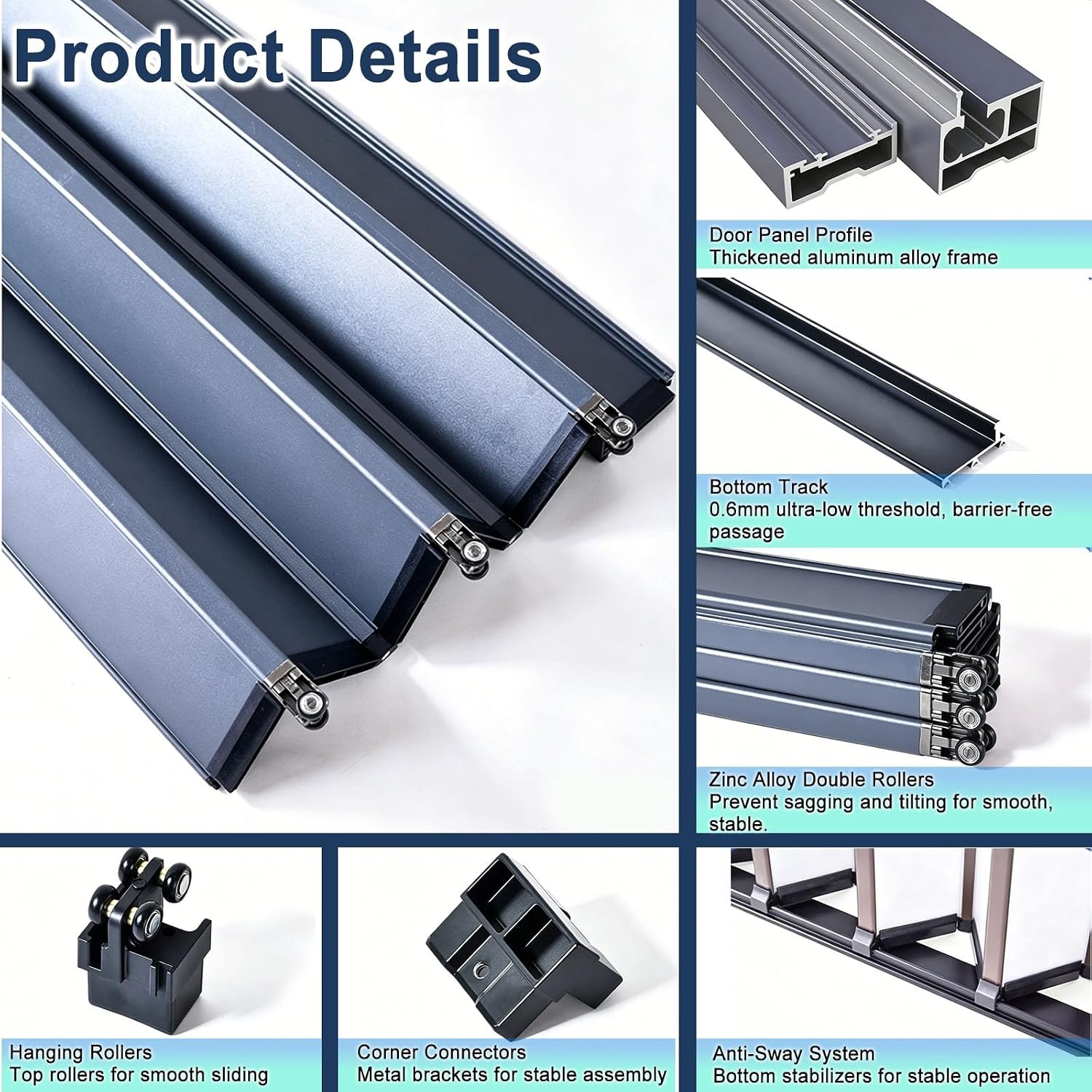 Custom Interior Exterior Aluminum Accordion Door with Lock, No Drilling Folding Sliding Doors for Hallway Storage Room Garage Entrance Bathroom(170x190cm(67"x75"))