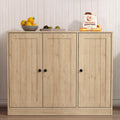 Furnify Buffet Cabinet with 3 Door, Kitchen Storage Cabinet with Adjustable Shelf, Coffee Bar Accent Cabinets for Living Room, Entryway, Natural Oak