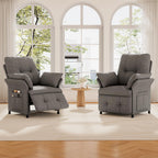 Power Recliner Chair for Adults with Heat & Massage - Linen Electric Reclining Sofa with Remote Control, 3 Side Pockets, 180° Lay Sleeper for Living Room Home Theater, Light Grey