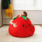 Big Joe Strawberry PlushiPals Super Soft Bean Bag Chair for Kids, Ultra-Soft Plush Polyester Blend, 2.5 feet Refillable