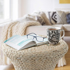 Casafield Hourglass Side Table, Whitewash White, Water Hyacinth Round End Table, Boho Woven Wicker Accent for Bedroom, Living Room, Office, Entryway