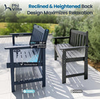 PHI VILLA 50 Inches HDPE Outdoor Bench Weatherproof Garden Bench with 700 lbs Capacity, 2-Person Patio Benches for Outside, Park, Yard and Porch, Navy Blue