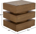 SAFAVIEH Couture Collection – Shayrina Walnut & Dark Brown Marble Accent Table, Sculptural Wood Base Side Table (SFV9765B)