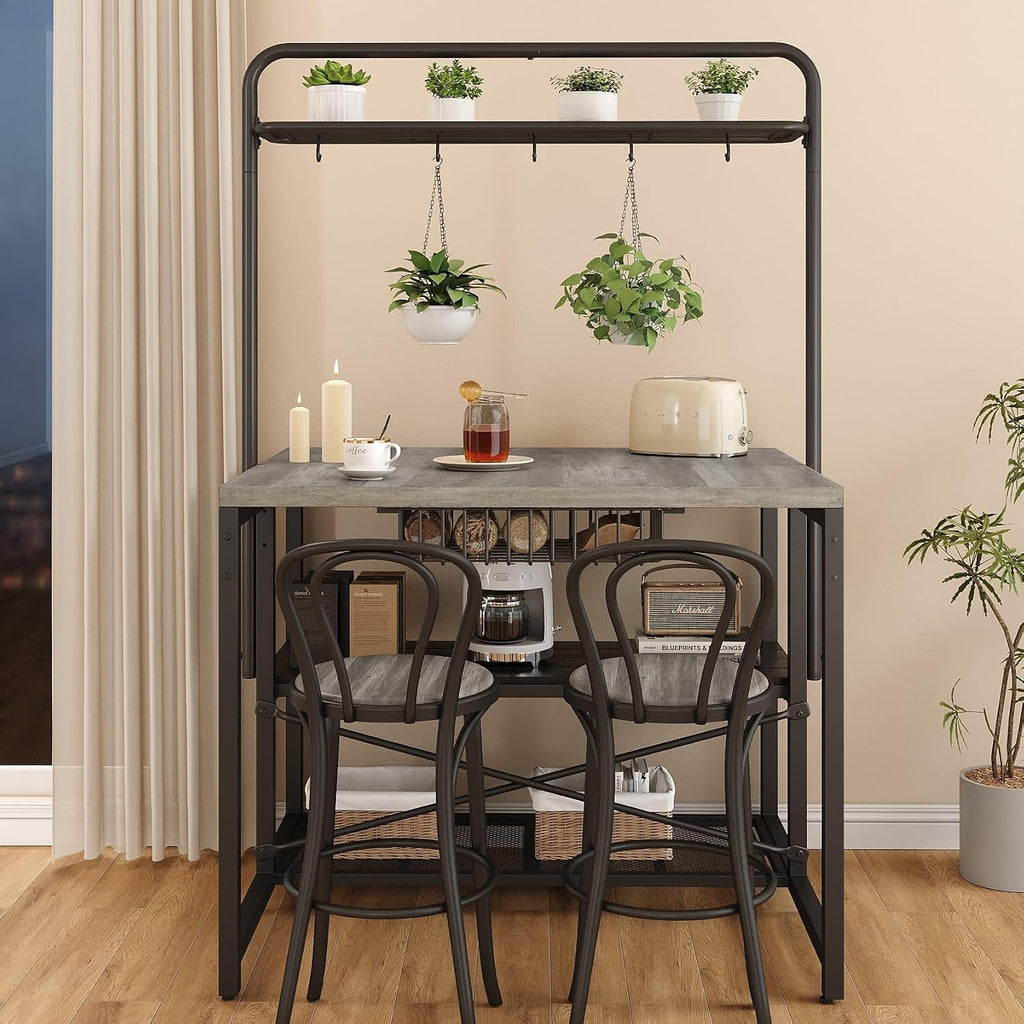 Jocoevol Kitchen Island with Storage, Bakers Rack, Island Table, 42*27.5*71, Grey