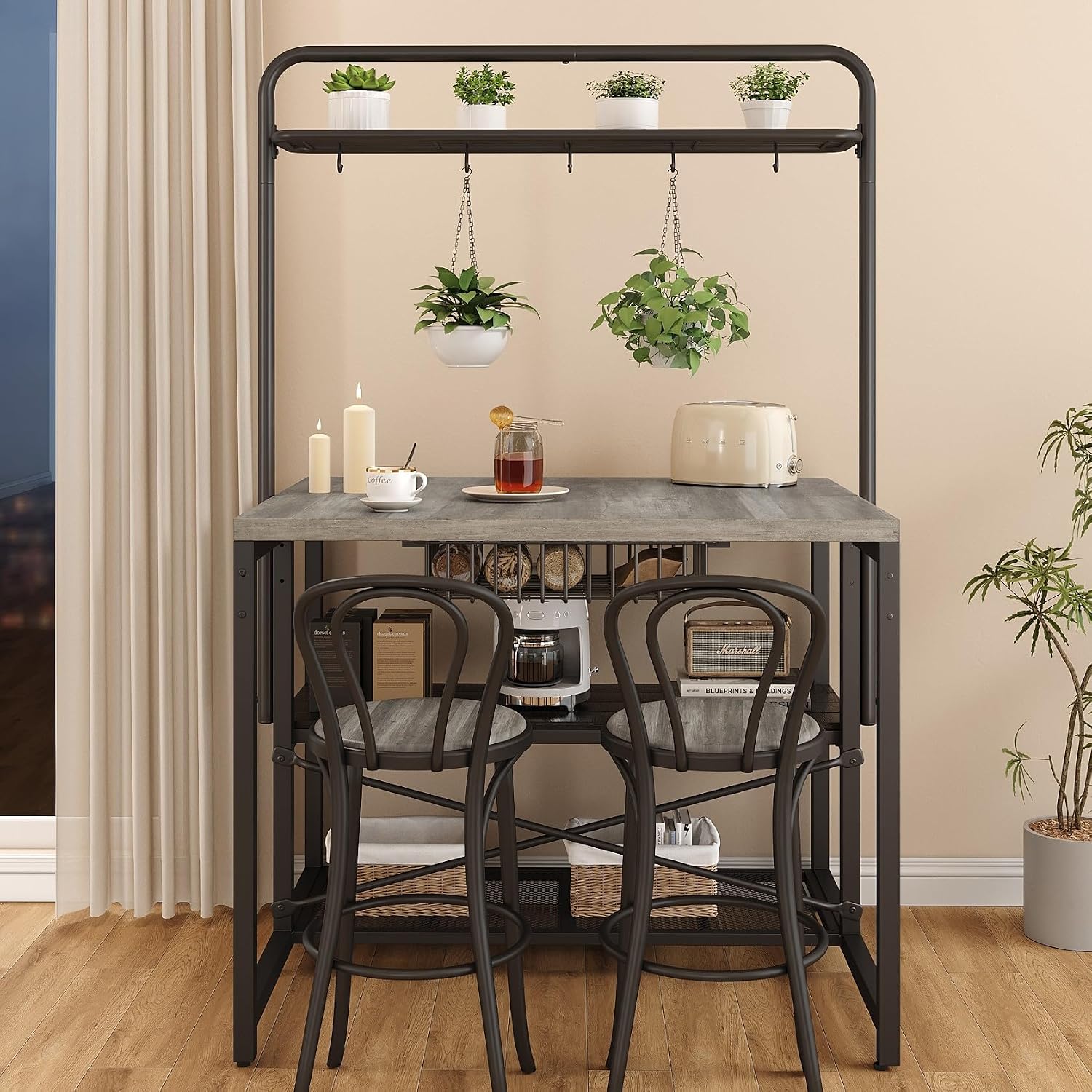 Jocoevol Kitchen Island with Storage, Bakers Rack, Island Table, 42*27.5*71, Grey