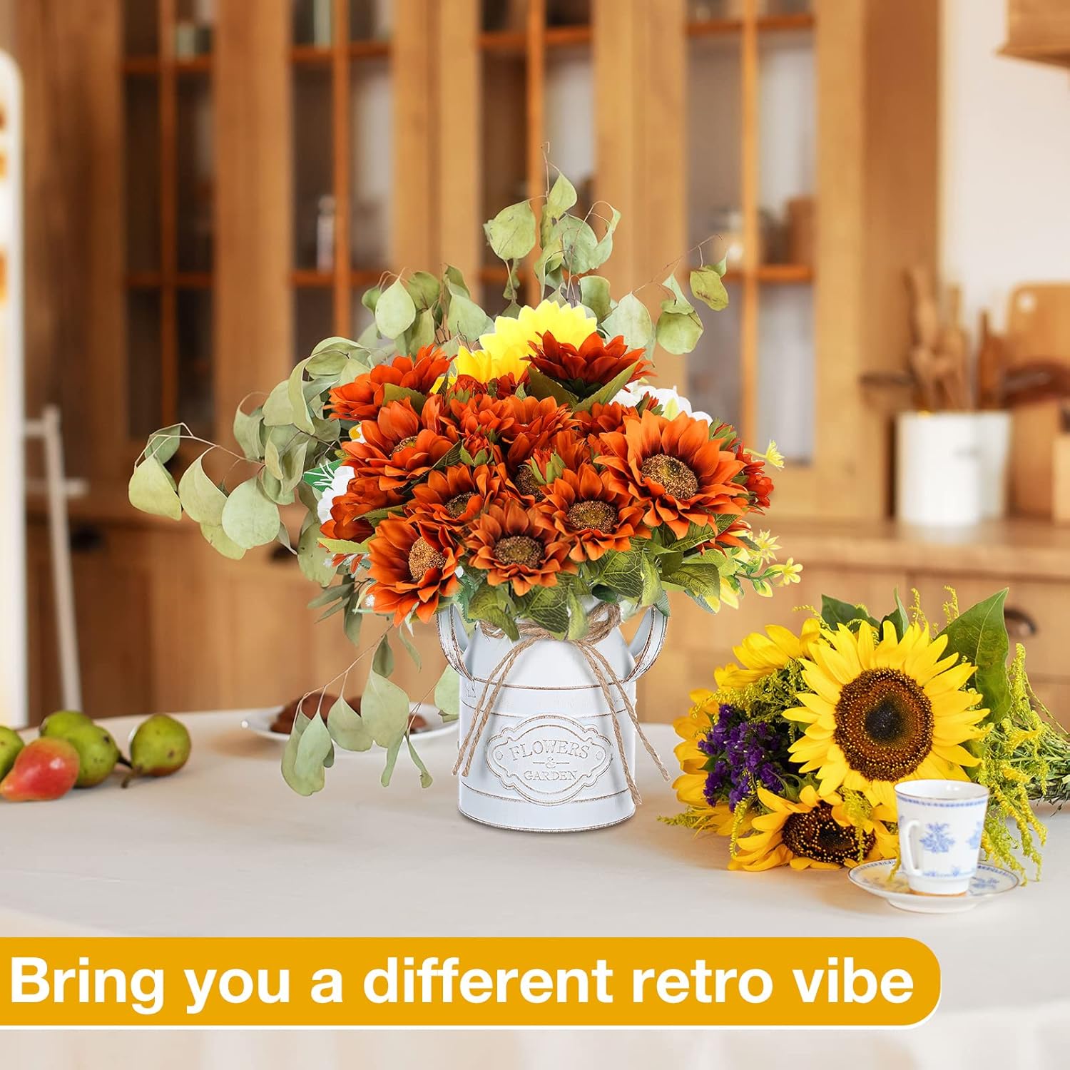Roshtia 16 Pcs 6 Inch Metal Milk Can Jug Bulk Vintage Galvanized Milk Vase Rustic Farmhouse Flower Bucket French Shabby Chic Decor with Handle for Home Wedding Table Centerpiece (Retro White)