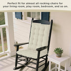 AddGrace Rocking Chair Cushions Indoor Tufted Cushions for Rocking Chairs with Ties Comfortable Textured Fabric Set of Seat & Back Cushion 21x17/17x17 Ivory