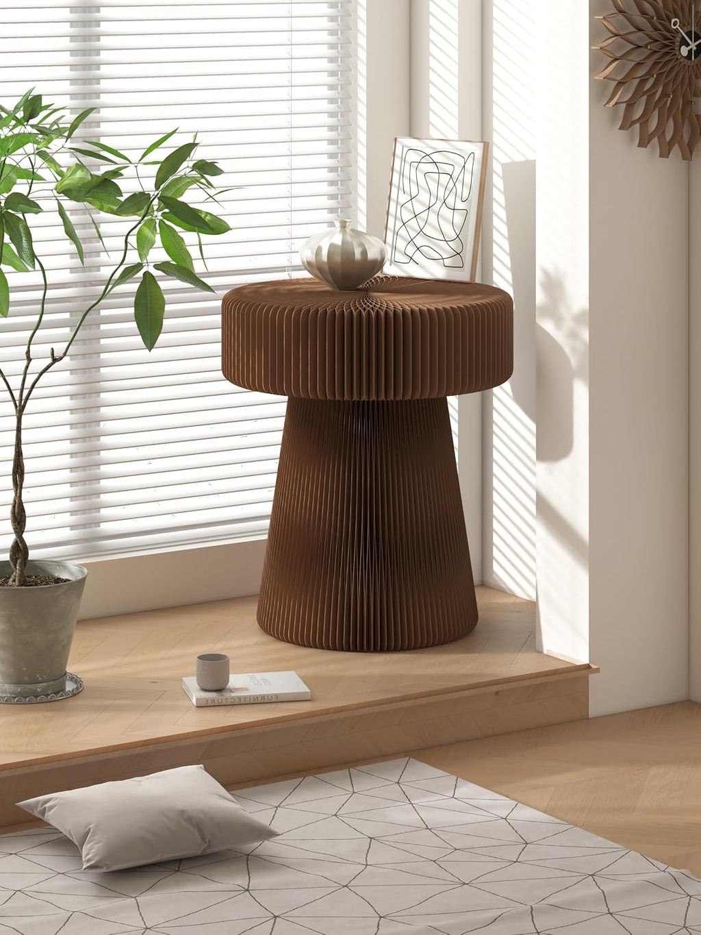 Folding Mushroom Shaped Side Table Small Round End Table for Living Room Bedroom Couch Office Corners