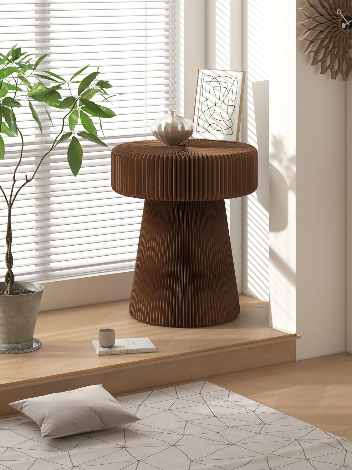 Folding Mushroom Shaped Side Table Small Round End Table for Living Room Bedroom Couch Office Corners